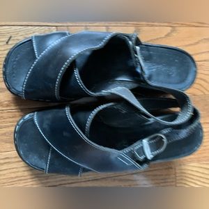 | 7 | Navy blue platform wedge heel, white stitching, genuine leather